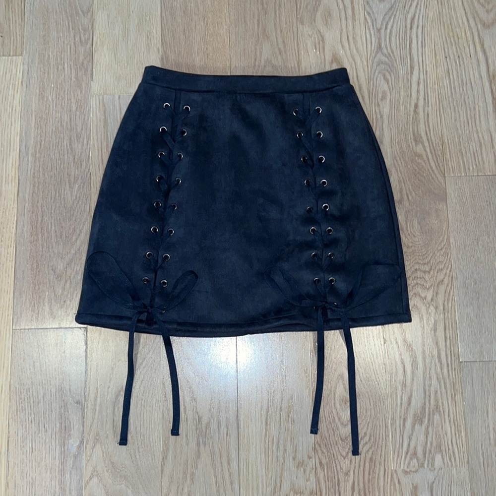 Honey Belle Navy Blue Lace Up Skirt